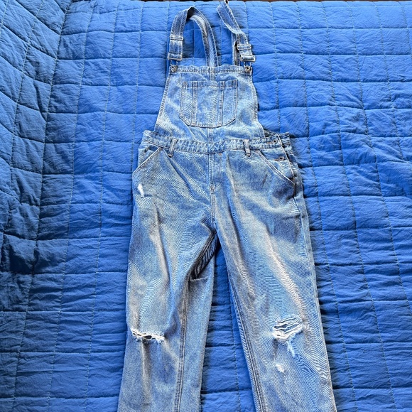 Risen Denim Distressed Overalls - Picture 1 of 3